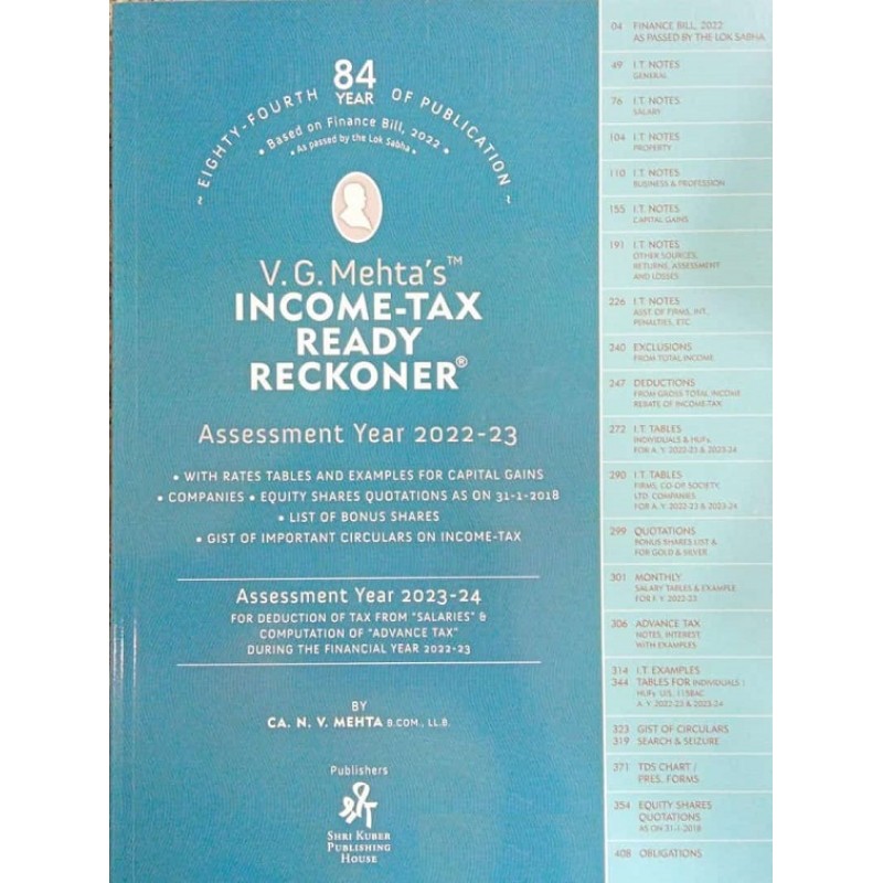 V. G. Mehta's Income Tax Ready Reckoner 2022-23 by Shri Kuber ...