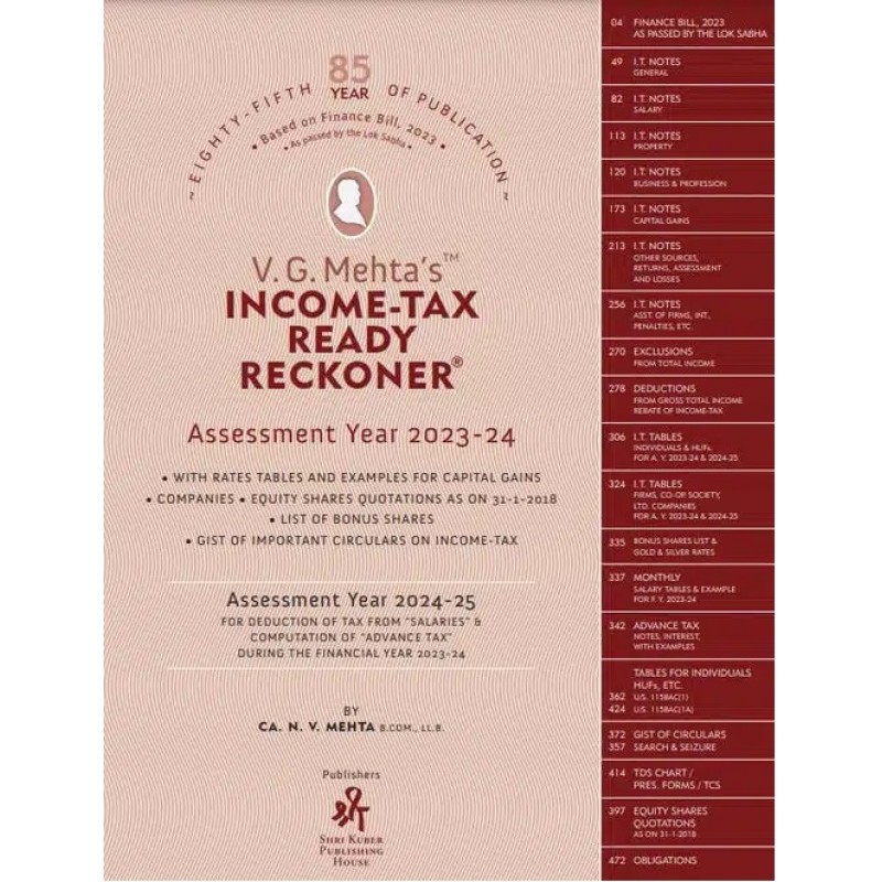 V. G. Mehta's Income Tax Ready Reckoner 2023-24 by Shri Kuber ...