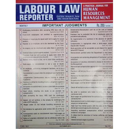 Labour Law Reporter [LLR] with free HRD & Labour Referencer 2022 Subscription