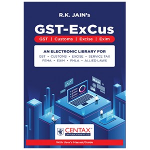 Centax Publication's GST - ExCus CD-Rom (Quarterly Updated) by R. K. Jain (New Subscription for 2023)